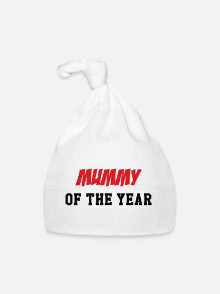 Mama des Jahres - Muttertag - Baby Bio-Mütze - Weiß - Vorne