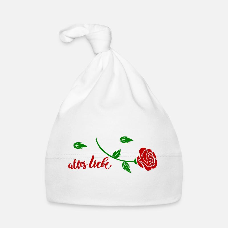 alles Liebe mit einer Rose Baby Bio-Mütze