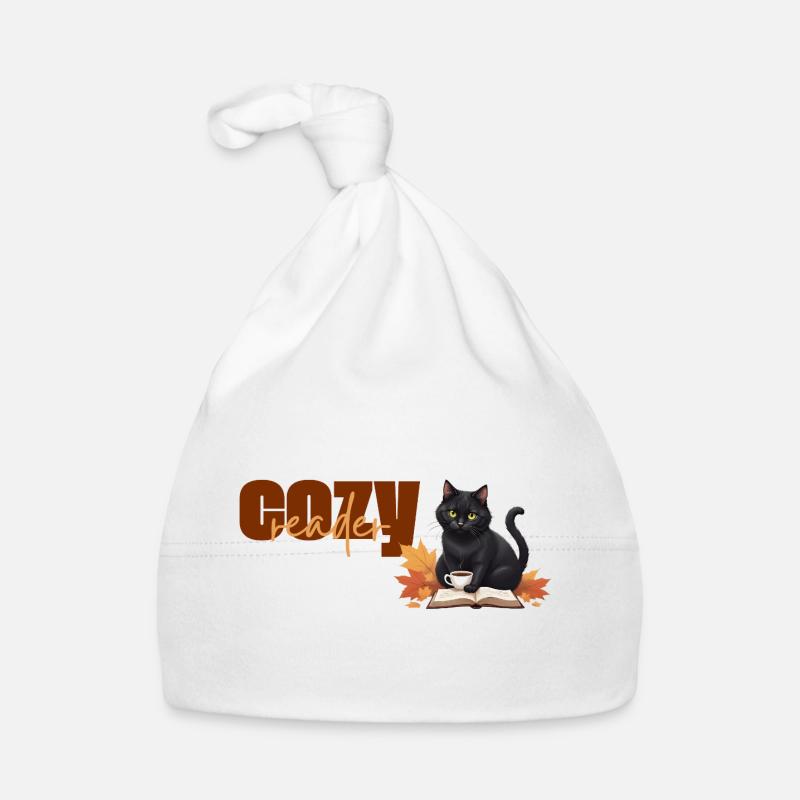 Cozy reader - Autumnal cat reading theme Organic Baby Cap