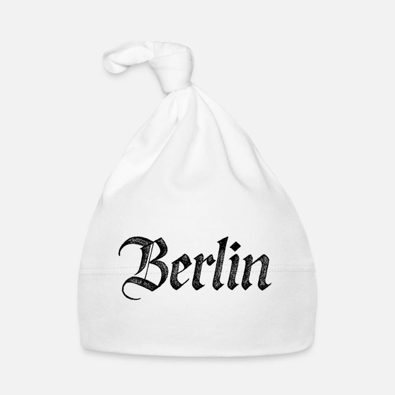 Berlin Gothic Script Vintage Noir Bonnet bio Bébé