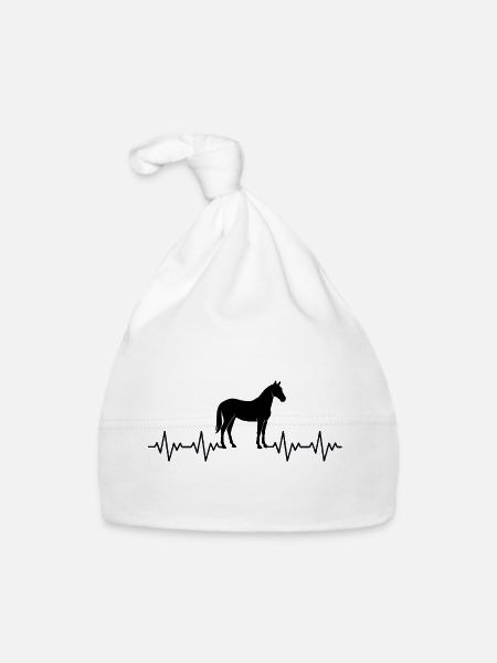 Cavalier équité, ECG Battement de cœur - Bonnet bio Bébé - blanc - Devant