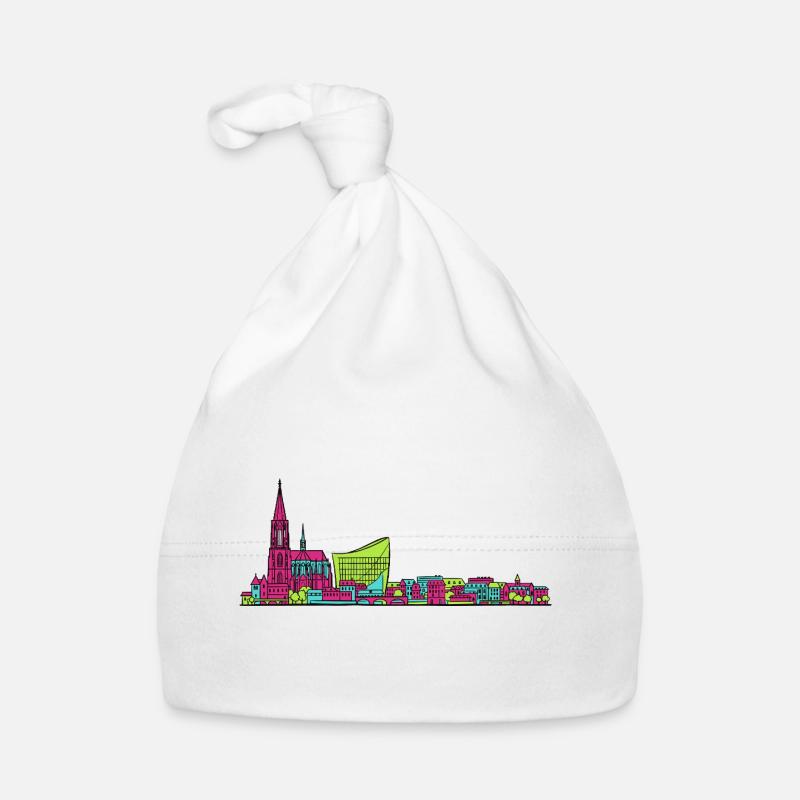 Straßburger Skyline Kathedrale Linienkunst Baby Bio-Mütze