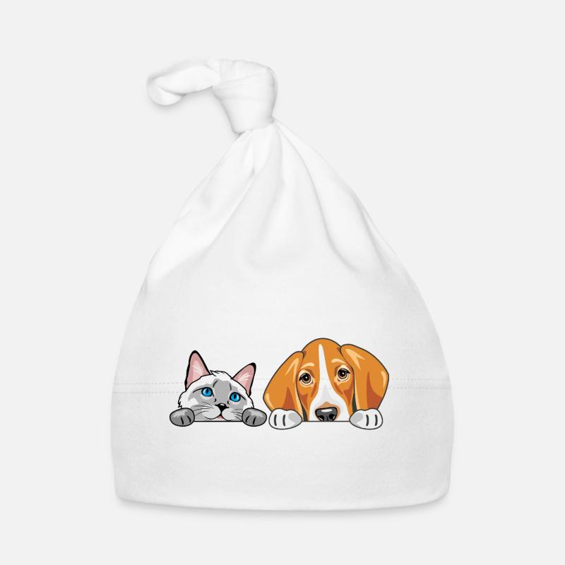 Peeking_Siamese_cat_and_Foxhound_dog Organic Baby Cap