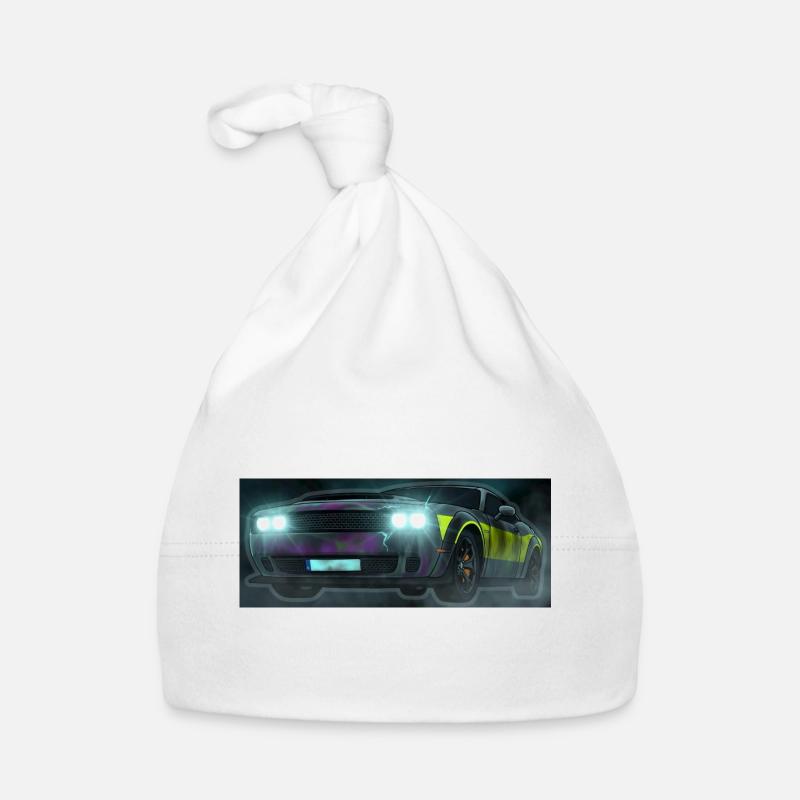 Voiture à rayures néon à flash check Bonnet bio Bébé