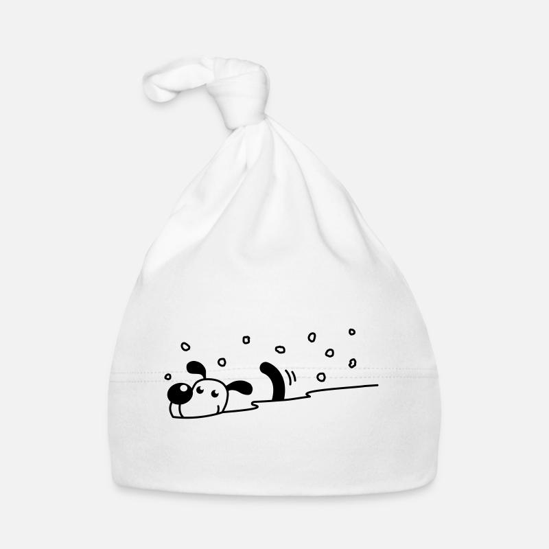 Cute dog in the snow Organic Baby Cap