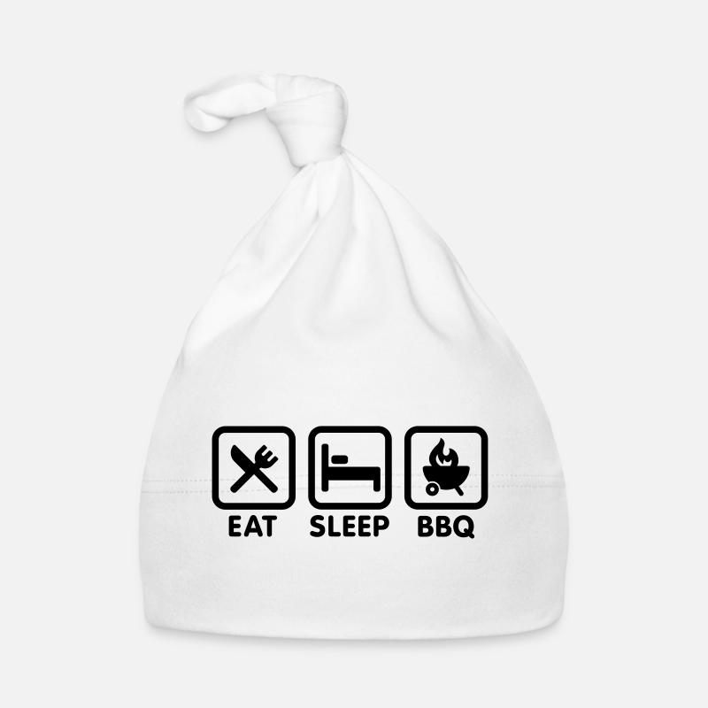 EAT - SLEEP - BBQ - Bonnet bio Bébé - blanc