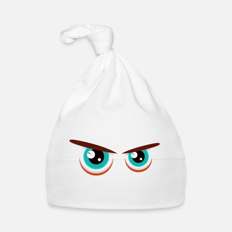 Intensive Blickblicke mit angespannter Mimik Baby Bio-Mütze