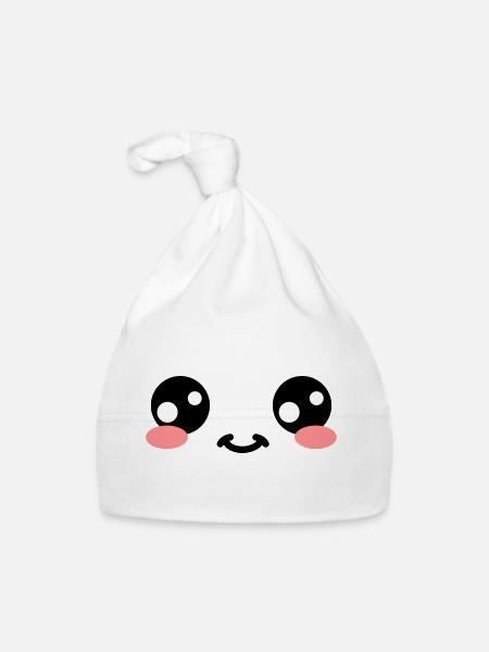 Yeux Doux Kawaii - Bonnet bio Bébé - blanc - Devant