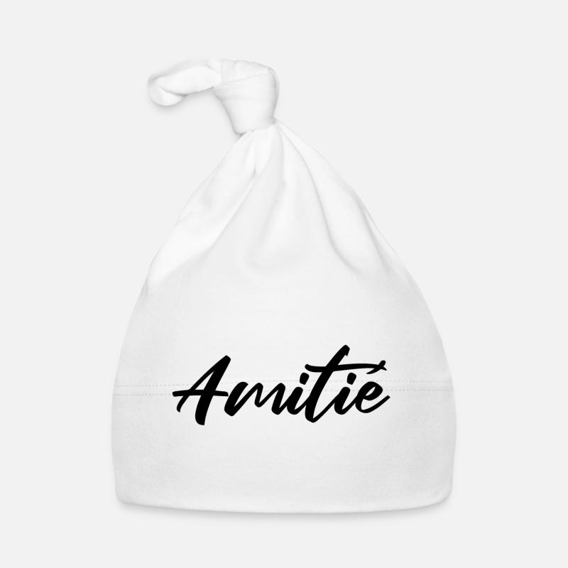 Amitie Script Design pour Vêtements - Bonnet bio Bébé - blanc