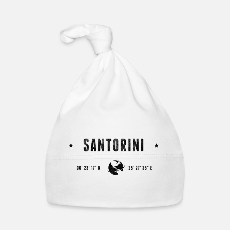 Santorini Stylized Geographical Coordinates Organic Baby Cap