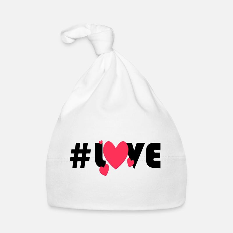 Red Hearts on Black Background Organic Baby Cap