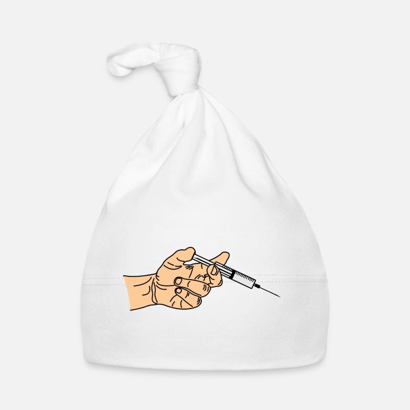 Syringe with coming out in hand Organic Baby Cap