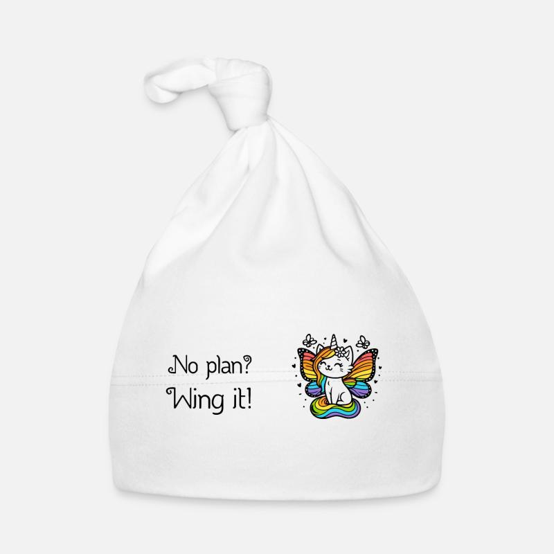 Pas de plan ? Ailez-le ! Chat licorne ailé (coloré) Bonnet bio Bébé
