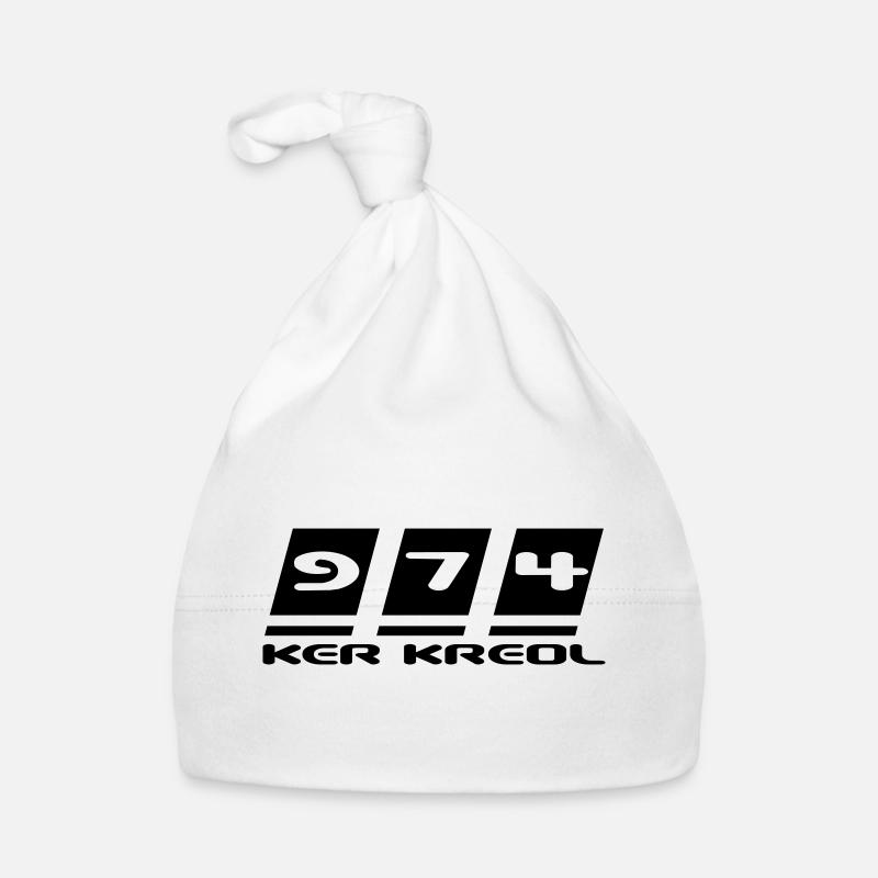 Design 974 Ker Kreol - La Réunion - Bonnet bio Bébé - blanc