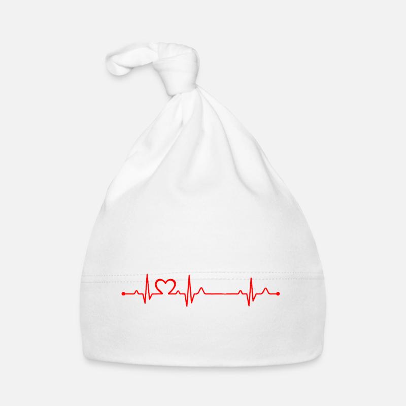 Eiskunstlauf Mädchen Herzschlag EKG Eisläufer Mädchen - Baby Bio-Mütze - Weiß