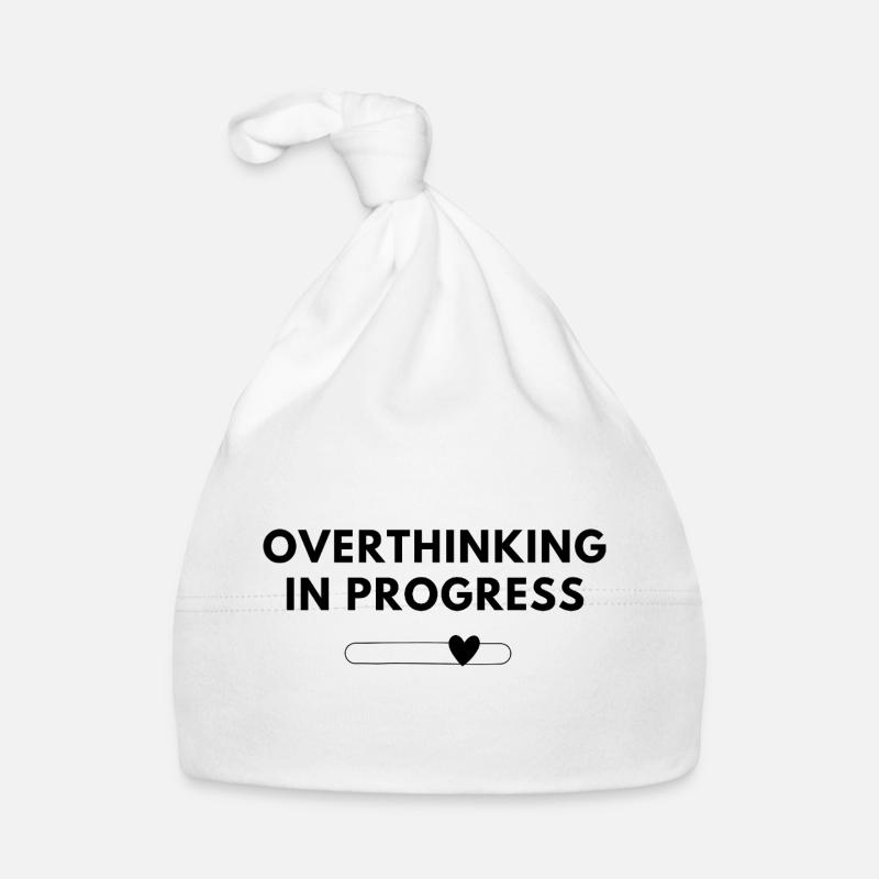 Overthinking in Progress – Statement Shirt - Baby Bio-Mütze - Weiß