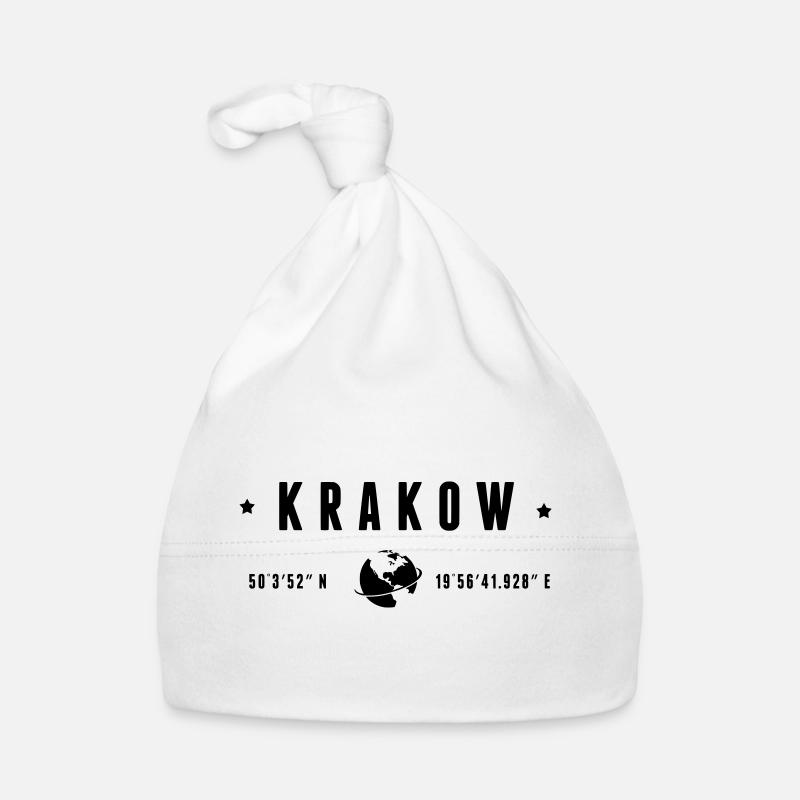 Krakow Coordonnées GPS Globe Typographie Moderne Bonnet bio Bébé