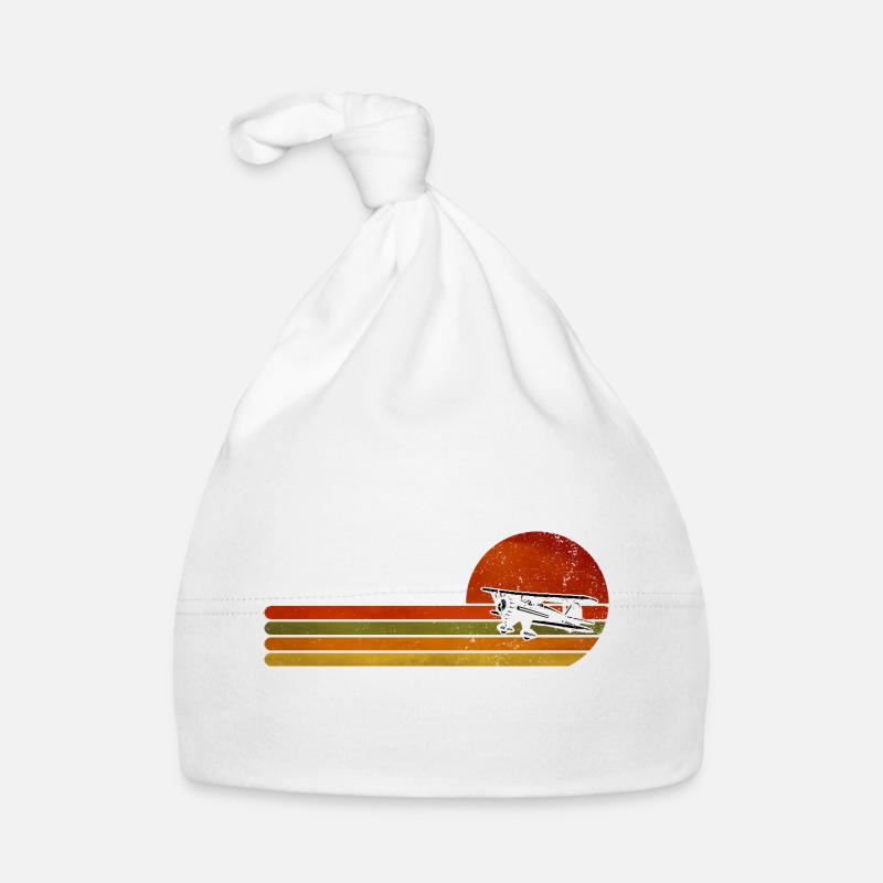 Retro Flugzeug Sunset Stripes Baby Bio-Mütze