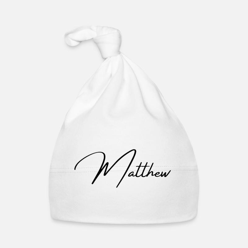 Conception du nom Matthew - Typographie élégante Bonnet bio Bébé