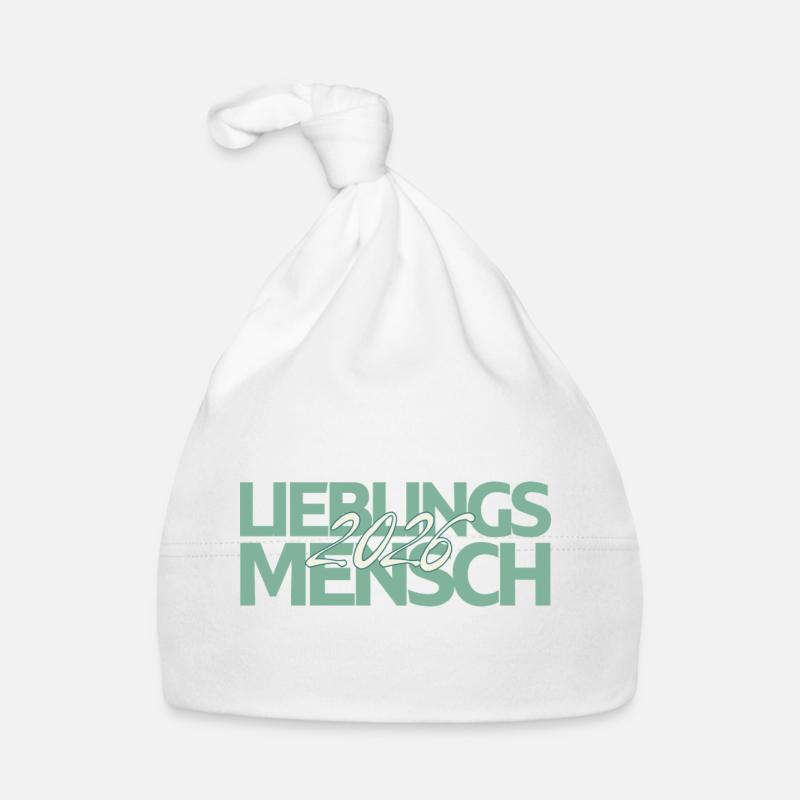 Lieblingsmensch 2026 Mint Script - Baby Bio-Mütze - Weiß