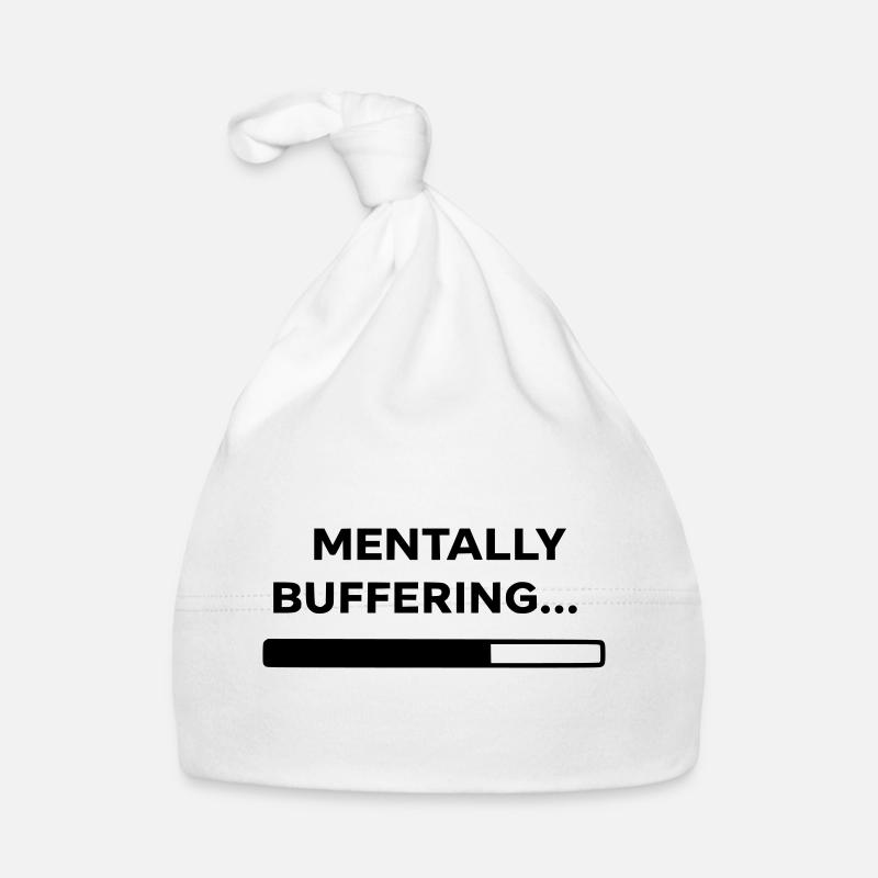 MENTALLY BUFFERING… | Minimal Loading Bar Design - Baby Bio-Mütze - Weiß