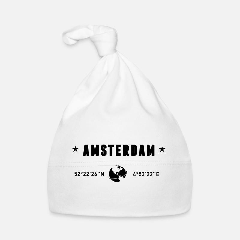 Amsterdam Netherlands Coordinates Gps Globe Organic Baby Cap
