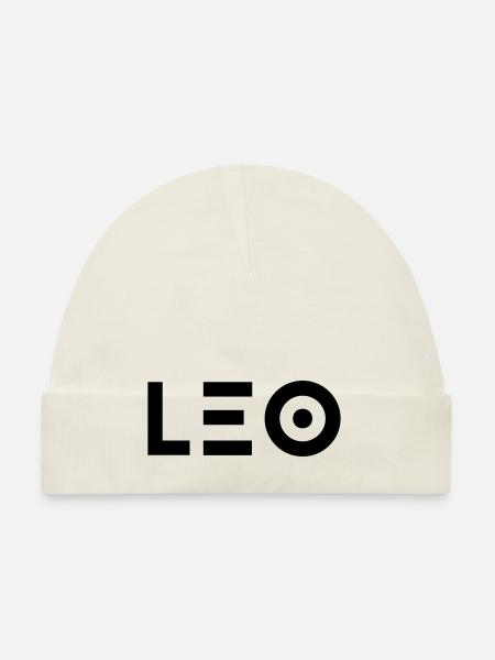 Prénom Leo - Bonnet bio Bébé - blanc - Devant
