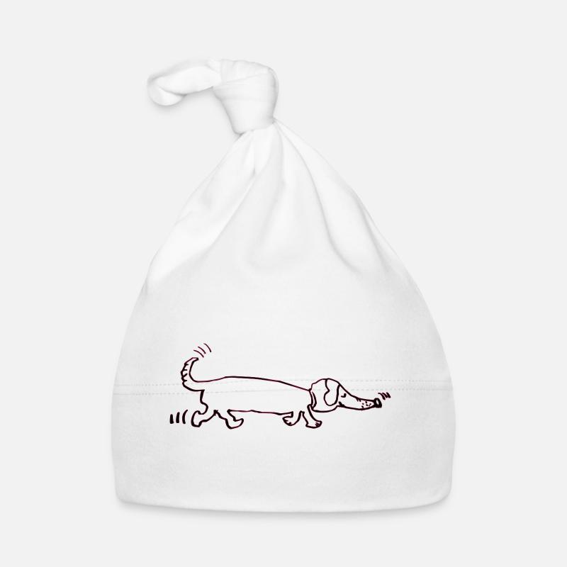 drôle teckel, teckel, chien, teckel - Bonnet bio Bébé - blanc