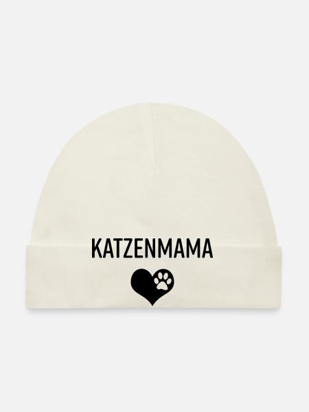 Katzenmama Katze Mieze Katzenliebhaber Geschenk - Baby Bio-Mütze - Weiß - Vorne