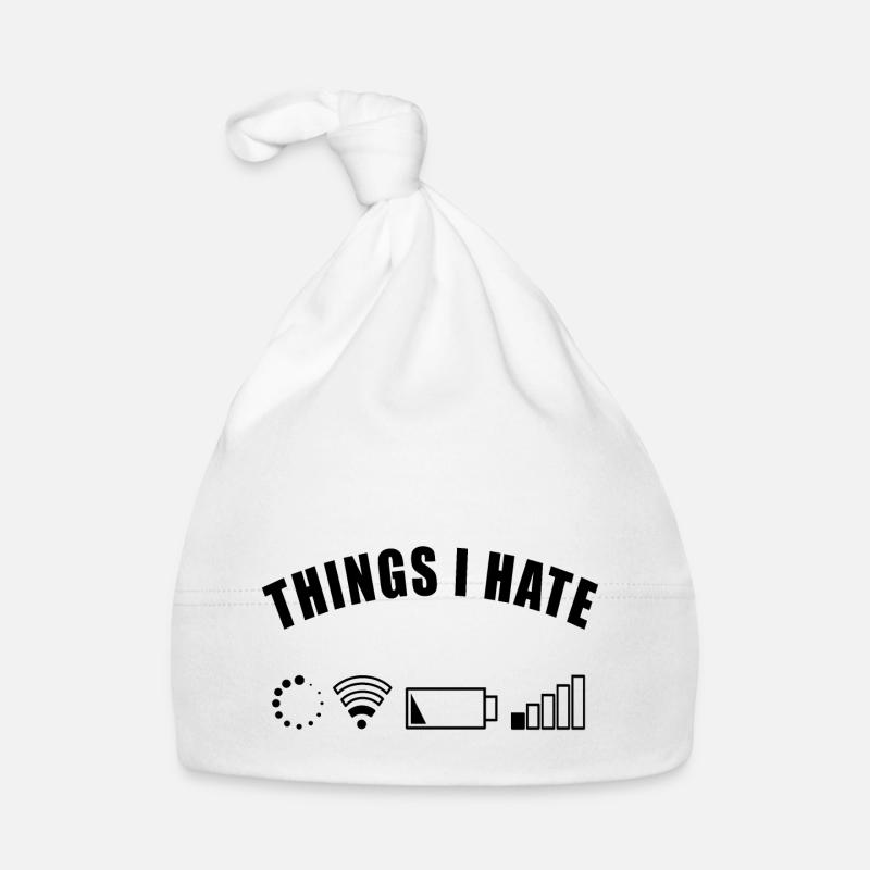 THINGS I HATE GESCHENK DIGITAL INTERNET NETZ AKKU - Baby Bio-Mütze - Weiß