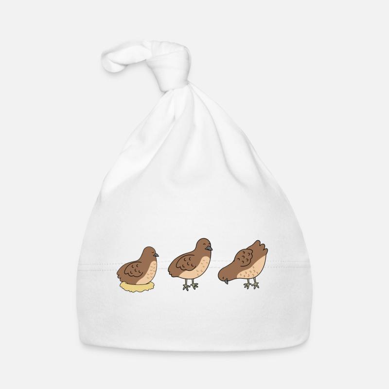 Trois Cailles - Design minimaliste de caille - Bonnet bio Bébé - blanc
