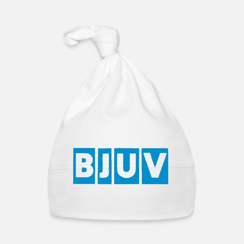 Blue Geometric Block Letters Organic Baby Cap
