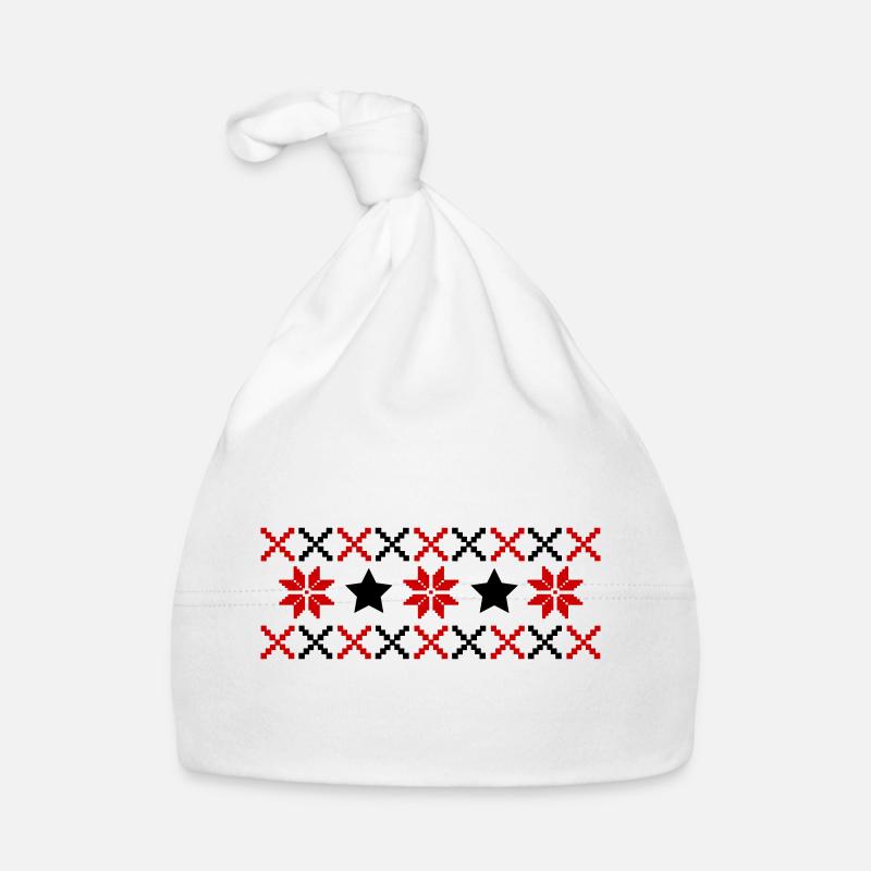 Norweger Muster Winter - Baby Bio-Mütze - Weiß