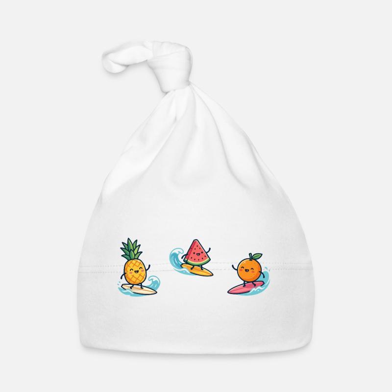 Ananas, Pastèque, Orange, Fruits, Surfer, Bath Fun Bonnet bio Bébé