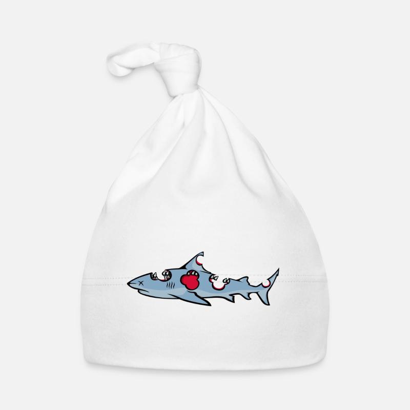 requin - Bonnet bio Bébé - blanc