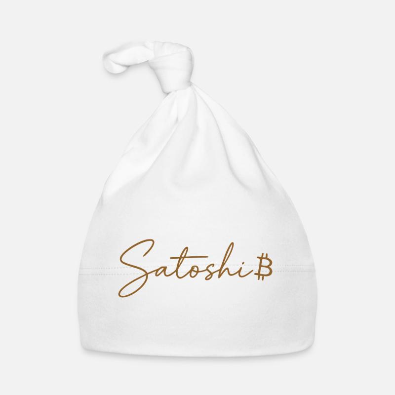 Satoshi Bitcoin Lettering Design Or Bonnet bio Bébé