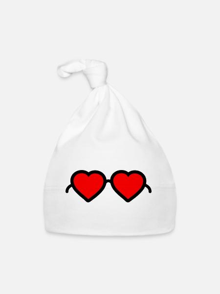 Heart Glasses - Organic Baby Cap - white - Front