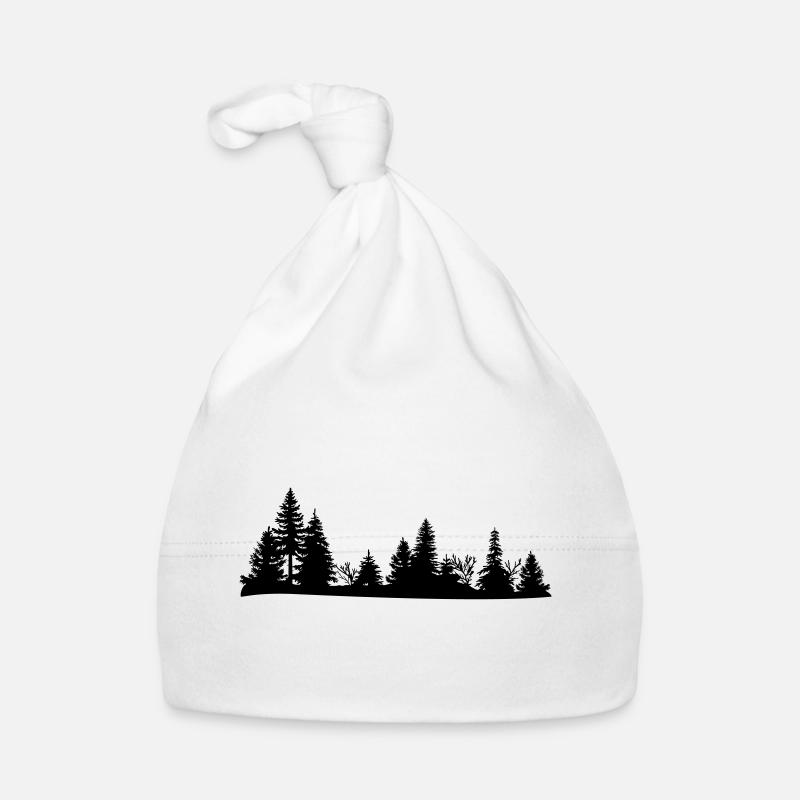 Schwarze Silhouette eines Waldes Baby Bio-Mütze