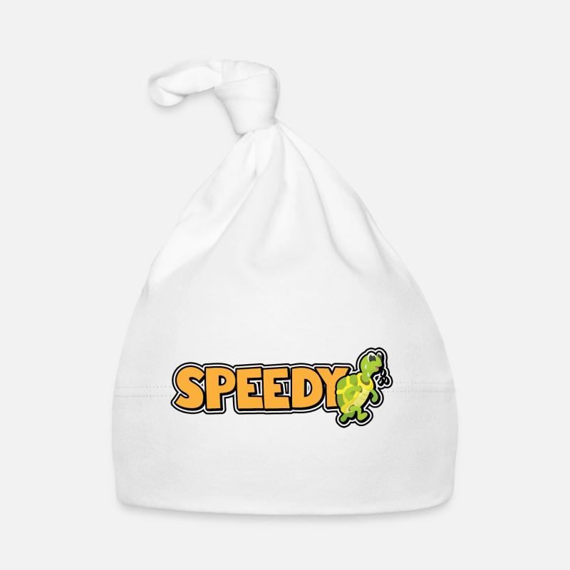 Speedy - tortue rapide - Bonnet bio Bébé - blanc