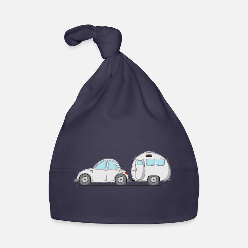 Auto mit Wohnwagen Grau Baby Bio-Mütze