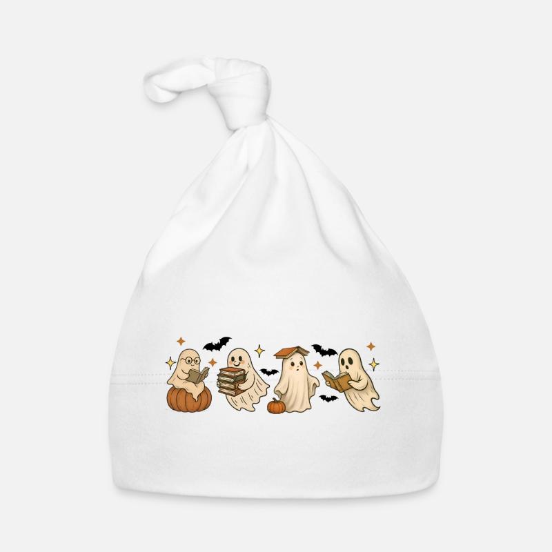 Spooky Bookish Ghosts Halloween Design Organic Baby Cap