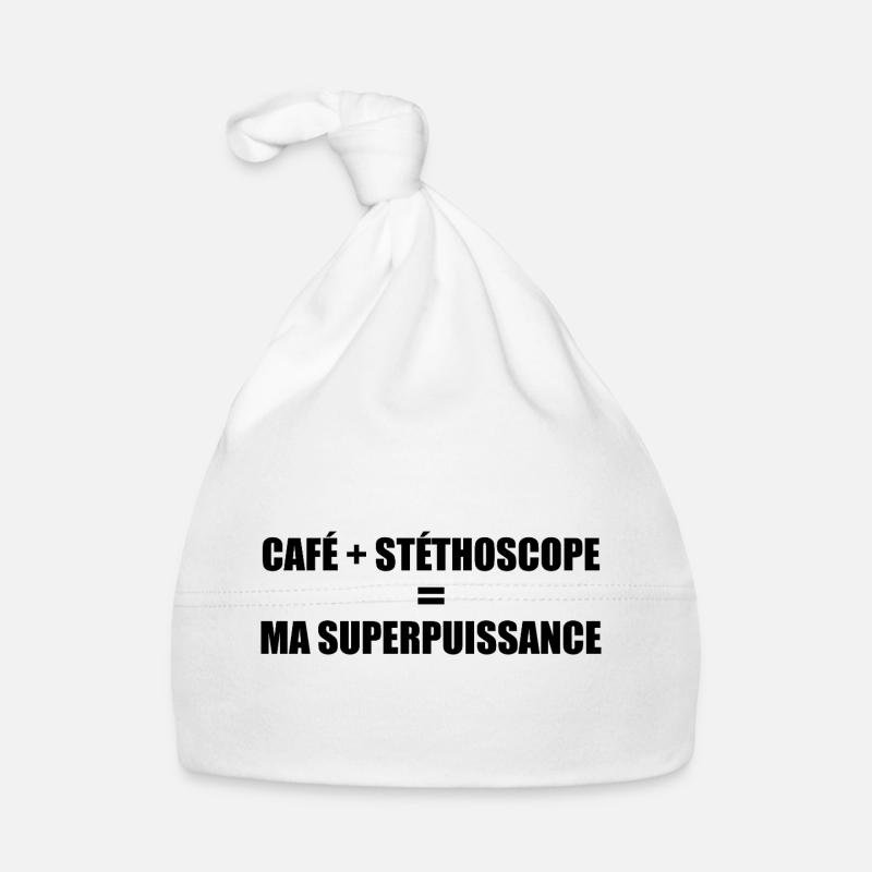 Café + stéthoscope = ma superpuissance Bonnet bio Bébé