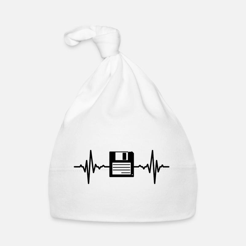 Floppy Disk Heart Line Organic Baby Cap