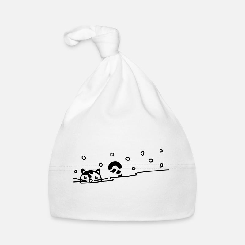 Chat mignon dans la neige Bonnet bio Bébé
