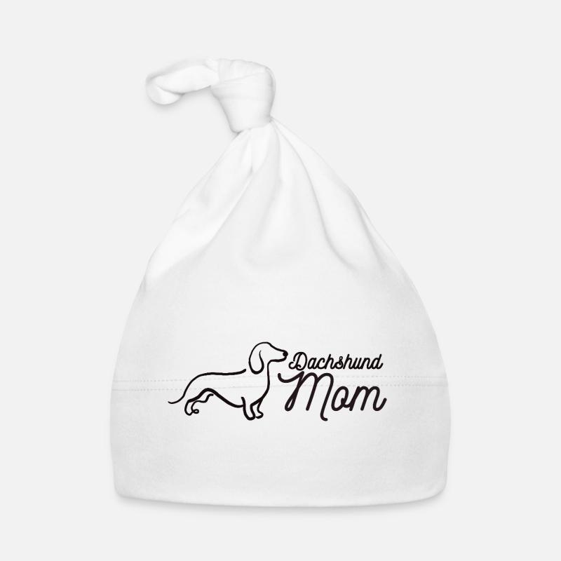 Dachshund Mom Script Logo Lineart Dackel Baby Bio-Mütze
