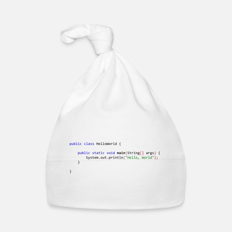 Hello World in Java - Organic Baby Cap - white