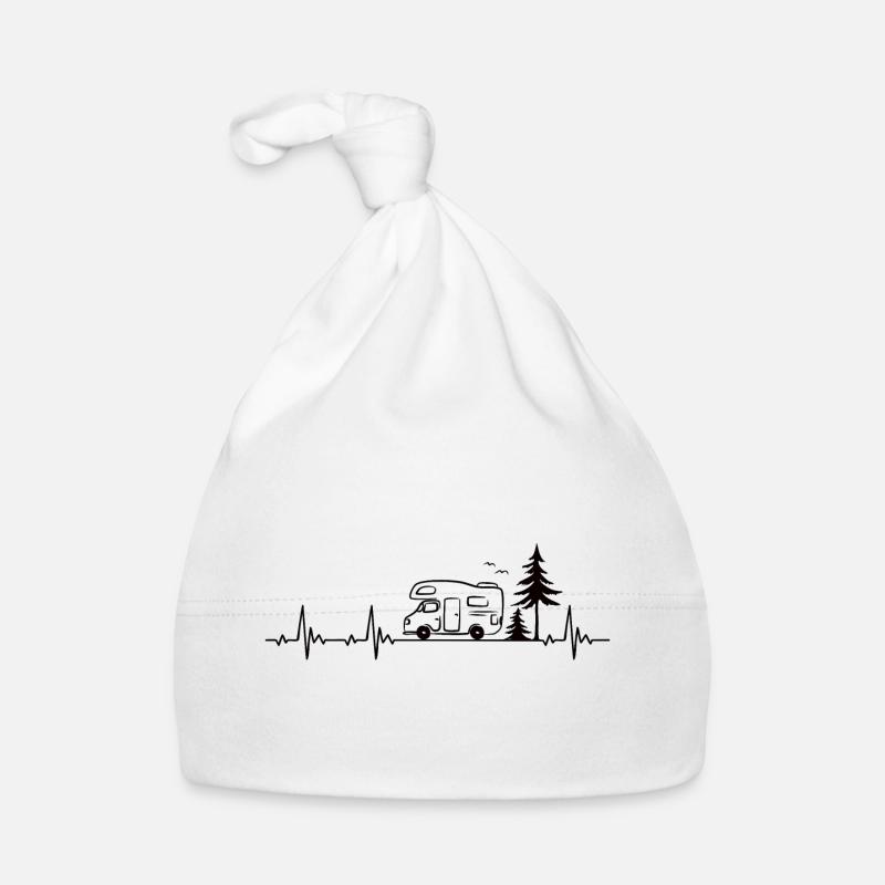 Camper Caravan Forest Camping Lover Heartbeat Organic Baby Cap