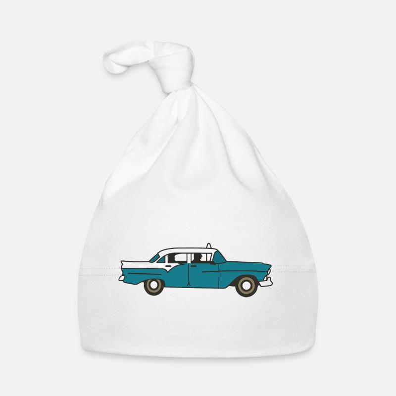 Kubanisches Oldtimer-Auto - Baby Bio-Mütze - Weiß