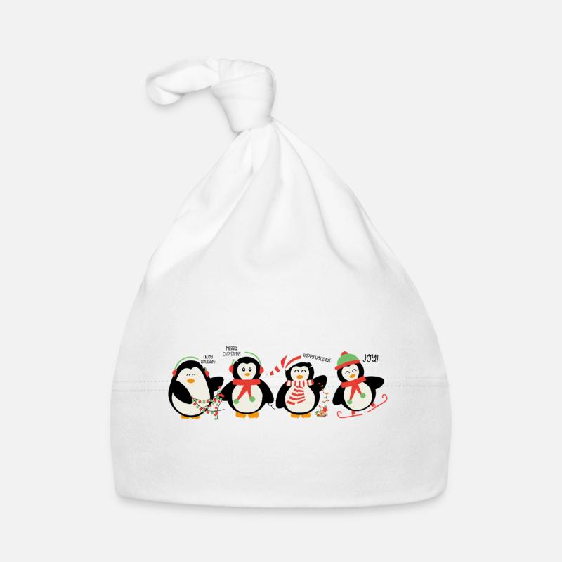 Drôle de pinguin Noël. Pinguin de Noël Bonnet bio Bébé