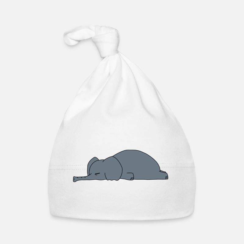 Lazy Elephant Sleeping Funny Sarcasm Animal Design Organic Baby Cap